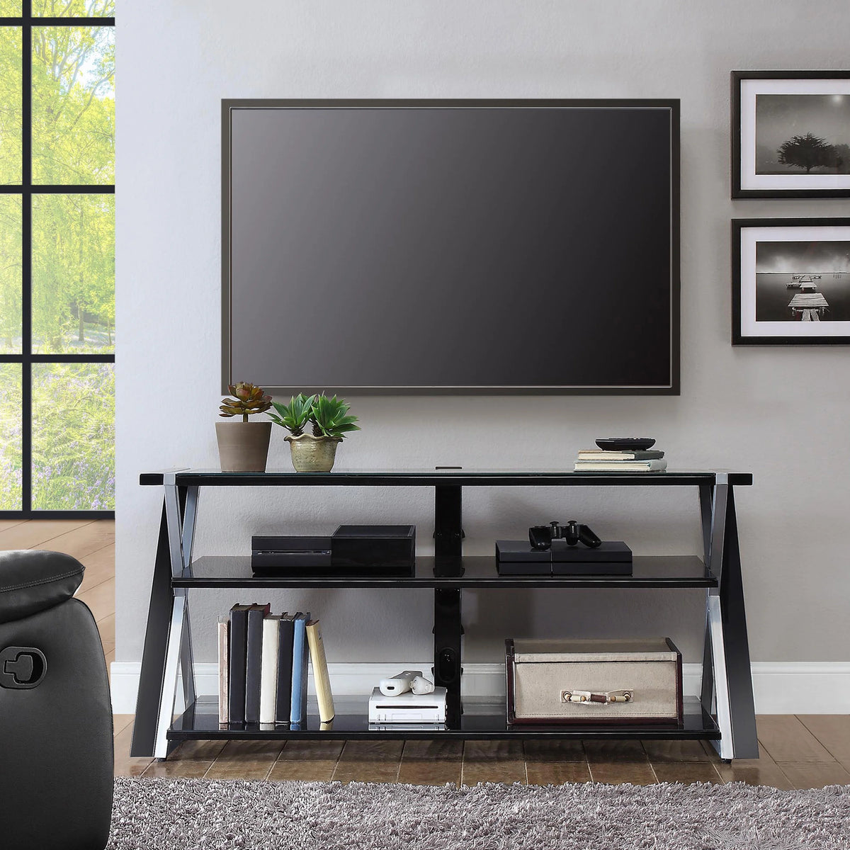 Whalen Xavier 3-in-1 Television Stand for TVs up to 70", Black