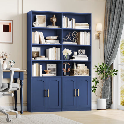Homfa 73�� Tall Bookcases with Doors, 8 Cubes 6-Tier Double Row Bookshelf, White Bookcase for Living Room Home Office