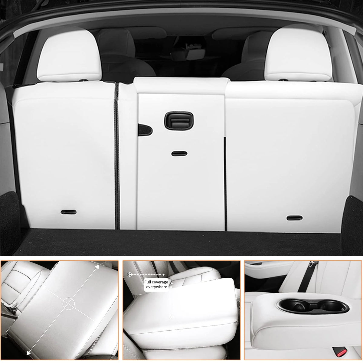 AOMSAZTO Car Seat Cover for Tesla Model Y 2023 2024 - Full Set Customized Faux Leather Seat Covers (Black,5 Seater)