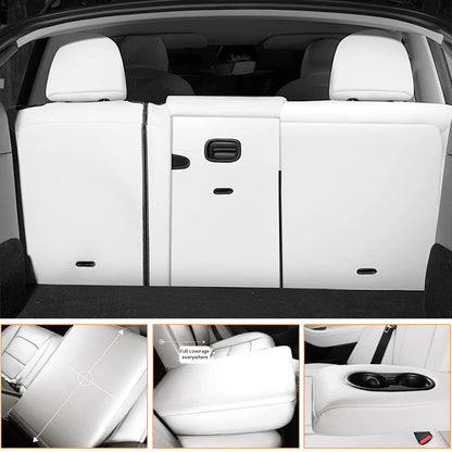 AOMSAZTO Car Seat Cover for Tesla Model Y 2023 2024 - Full Set Customized Faux Leather Seat Covers (Black,5 Seater)