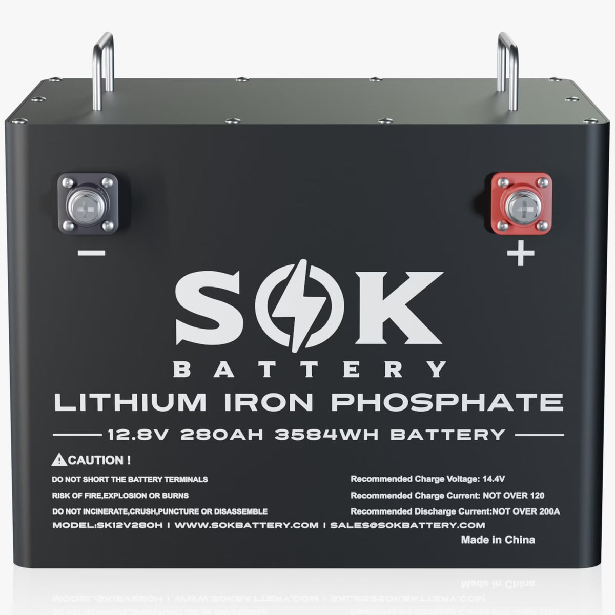 SOK Bluetooth 12V 280AH Lifepo4 Battery 12Volt Lithium Battery. Built-in 200A Smart BMS, Support Low Temperature Charging (-4�H/-20��). for Boat Off-Grid RV Solar Marine Trolling Motor. Aluminum Shell.