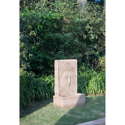 A&B Home 39 Inch High Sandstone Buddha Water Fountain with Light, Large Buddha Fountain Outdoor