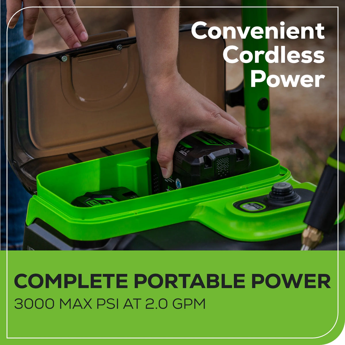 Greenworks 3000 PSI at 2.0 GPM 60 V Battery-Powered Cold Pressure Washer