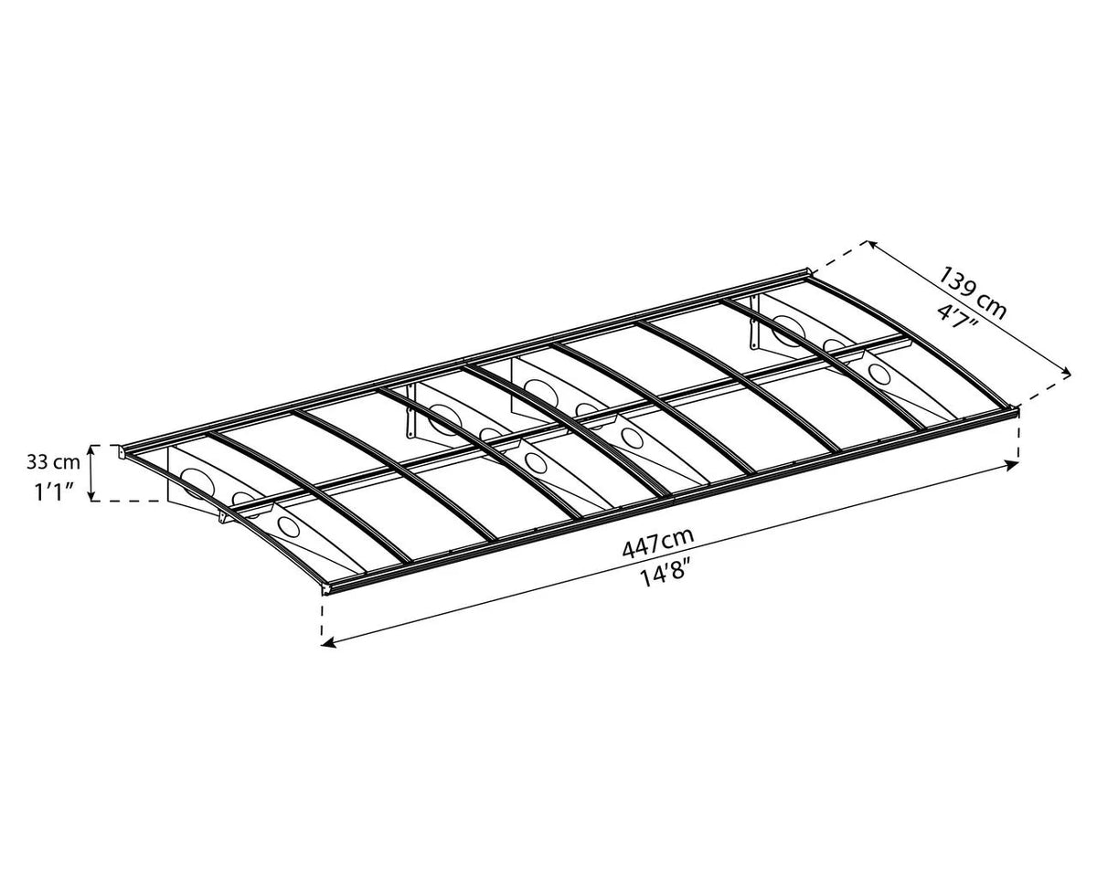 Palram - Canopia Herald 6690 22' x 5' Polycarbonate/Galvanized Steel Awning - Gray/Mist