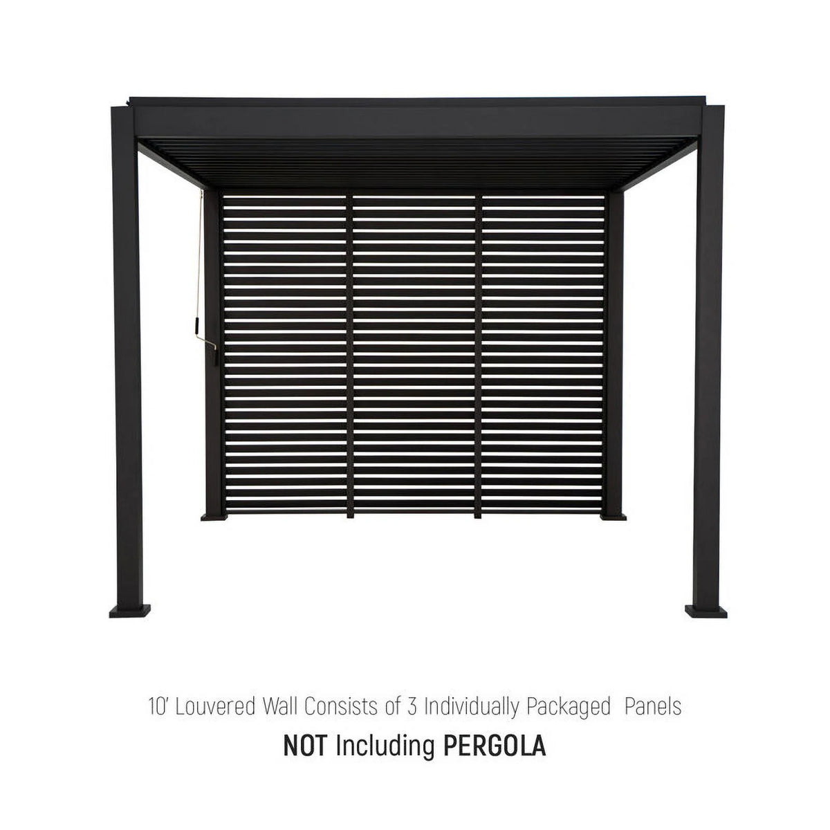Mirador 10'x10' 111S Outdoor Pergola Accessories-Aluminum Fixed Shutter Wall, Dark Gray