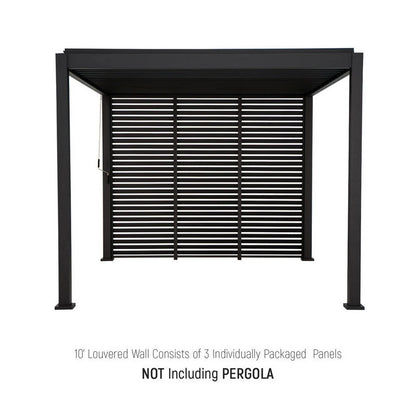 Mirador 10'x10' 111S Outdoor Pergola Accessories-Aluminum Fixed Shutter Wall, Dark Gray