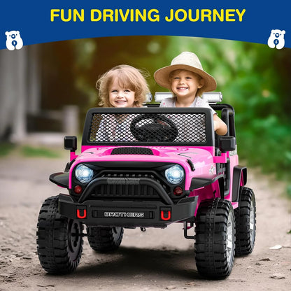 L8 Ride On Car, 2 Seater, 12V Kids Electric Car w/Remote Control, 4-Wheel Suspension, Bluetooth Speaker, Multi Music Modes, 3 Speeds, LED Lights, Xmas & Birthday Gift Ideas for Kids Ages 3+