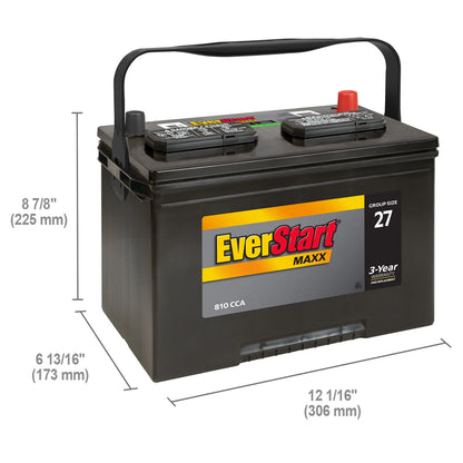 EverStart Maxx Lead Acid Automotive Battery, Group Size 27 12 Volt, 810 CCA 160RC