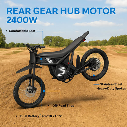 RIDING'TIMES 2400W Motor GT73 Electric Dirt Bike for Adults