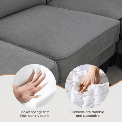 Harper & Bright Designs Modular Sectional Sofa with Ottoman Couch L Shape Corner Sofa Sets 7 Seats Fabric Couch for Living Room, Black, 112 * 87 inch