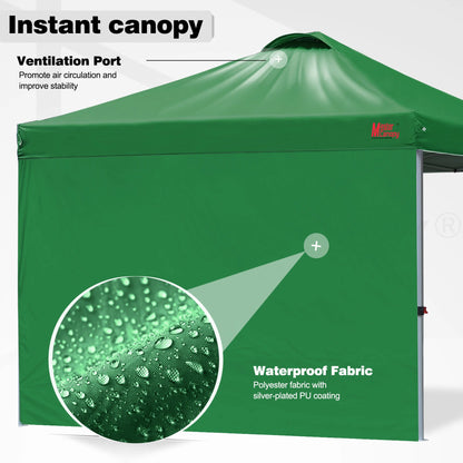 MASTERCANOPY 10' x 10' Easy Pop-up Canopy Tent Outdoor Shade Shelter with 1 Sidewall, White