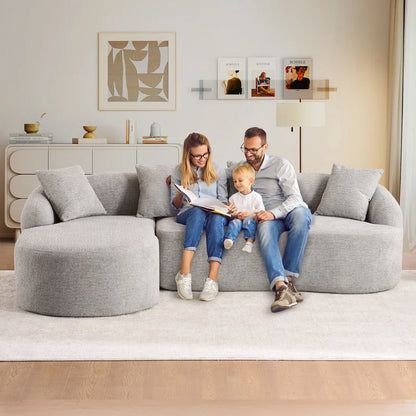 Timbernest 99" Modular Sectional Sofa with Pillows, Chenille L Shaped 3-Seater Couch with Deep Seat, White