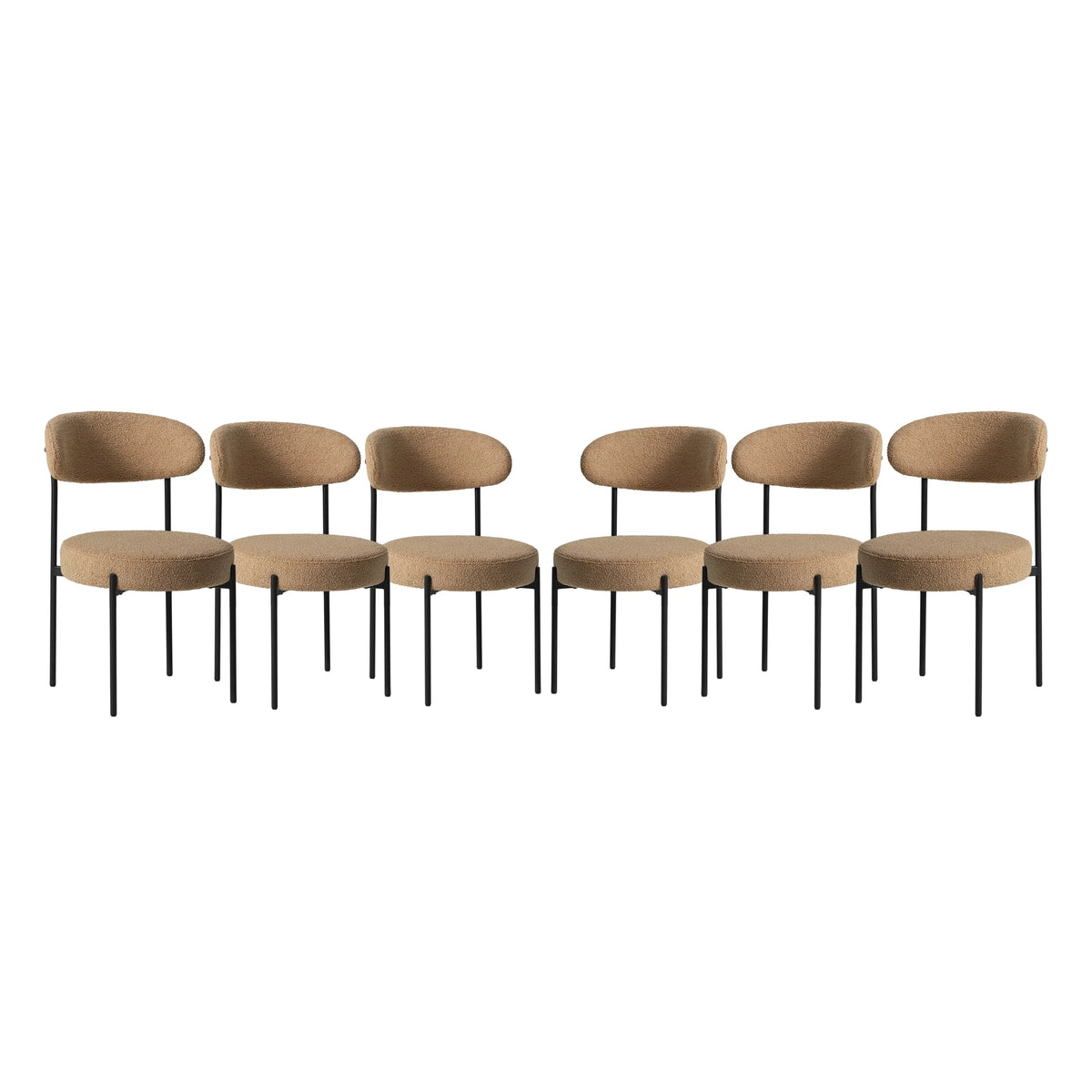 WestinTrends Alexandria Mid-Century Modern Upholstered Sherpa Round Dining Chairs (Set of 4), Sunset Gold