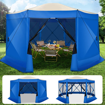 COBIZI 8x8 Pop up Gazebo Tent, Ez up Waterproof Screen Tent Screen House, Portable Outdoor Canopy Sun Shelter with 3 Sidewalls, Carry Bag & Ground Stakes for Camping, Garden and Picnics, Gray