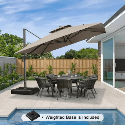 PURPLE LEAF Outdoor Cantilever Umbrella 10' X 13' Rectangle Umbrella Large Patio Umbrella Windproof Heavy Duty Hanging Offset Umbrella for Garden Outdoor Pool, Dark Grey