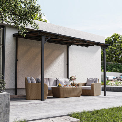 Aoxun 8' x 5' Gazebo for Patio, Gazebo Pergola with Sloped Roof, Grill Gazebo Large Wall-Mounted Heavy Duty Awnings, for Backyard, Deck, Patio