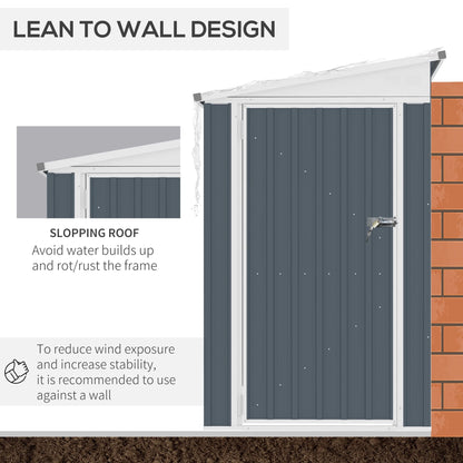 Outsunny 4' x 7.6' Storage Shed, Galvanized, Locking, Gray