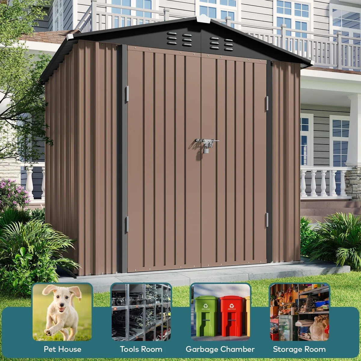 Lofka 6 x 4ft Shed and Outdoor Storage , Durable Metal Garden Shed  with Lockable Door, Weather-Resistant Steel Tool Shed for Backyard, Patio, Grey