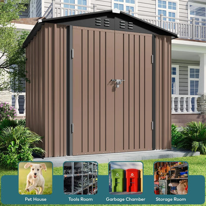 Lofka 6 x 4ft Shed and Outdoor Storage , Durable Metal Garden Shed  with Lockable Door, Weather-Resistant Steel Tool Shed for Backyard, Patio, Grey