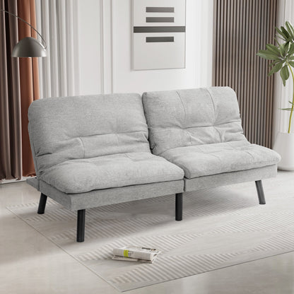 Homall Futon sofa, Two Seat Adjustable Sofa, Corduroy Fabric, Upholstered Sofa, Sofa Changeable into Bed, Leisure Reading and Games, Green