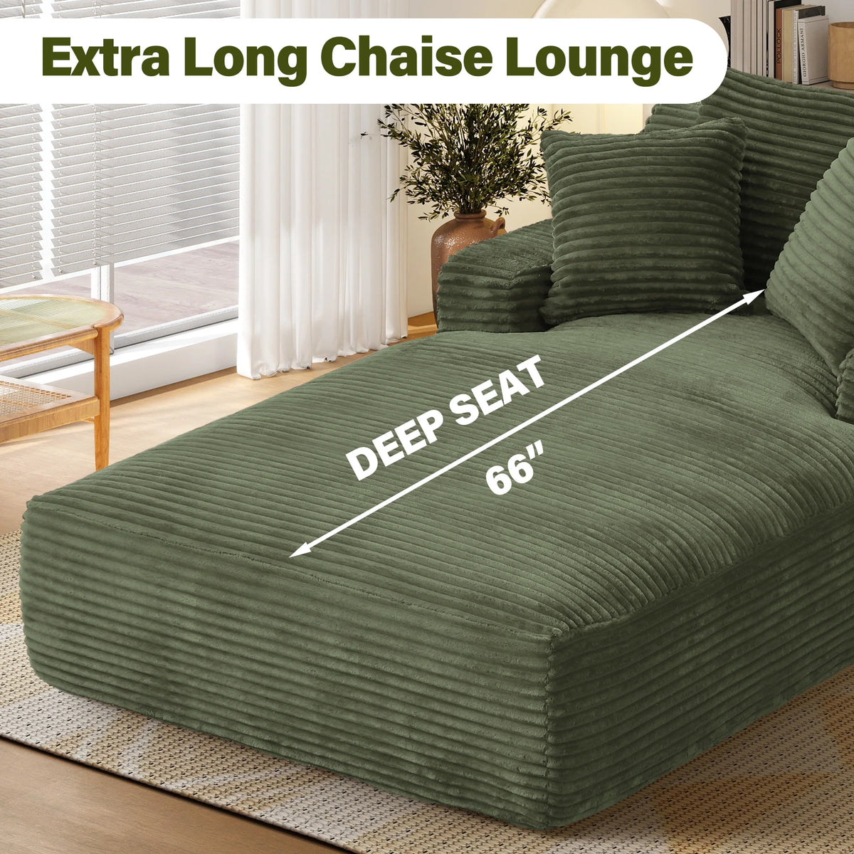Aukfa 78.7" Extra Long Chaise Lounge Sofa, Oversized Upholstered Couch with 3 Pillows for Indoor Living Room/Bedroom,Orange