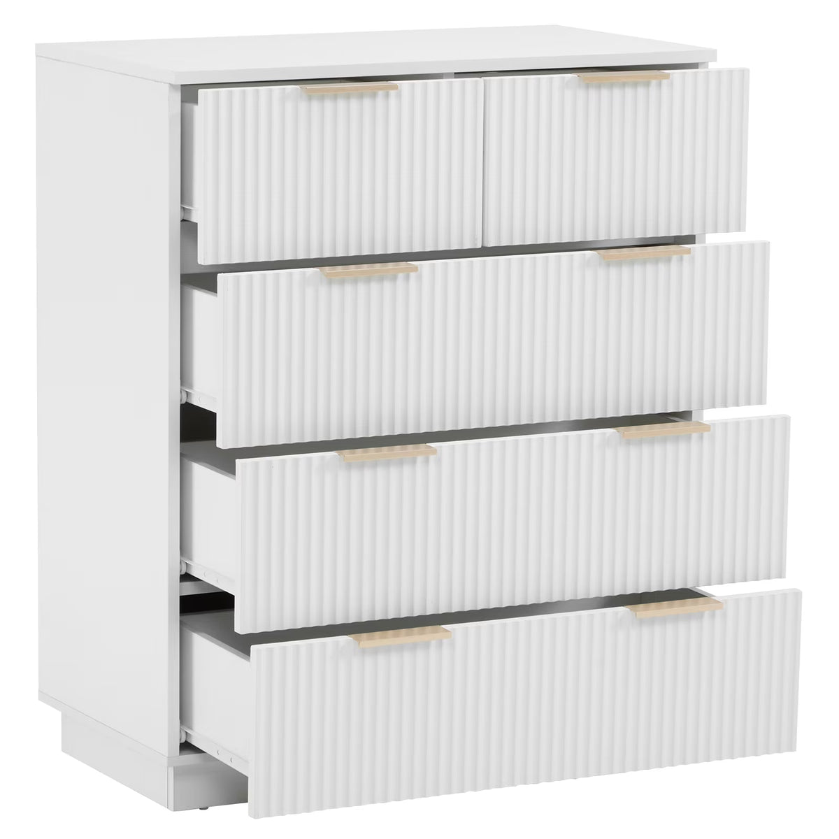 UBesGoo Dresser for Bedroom Wood 4 Drawers Dressers, Fluted Modern Dresser, White