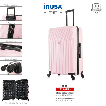 InUSA Vasty 28" Hardside Lightweight Luggage with Spinner Wheels, Handle, and Trolley, Gray