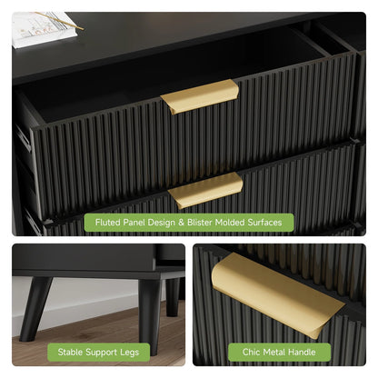 Planntonneo Boho Fluted 6 Drawer Dresser, Wooden Chests for Bedroom