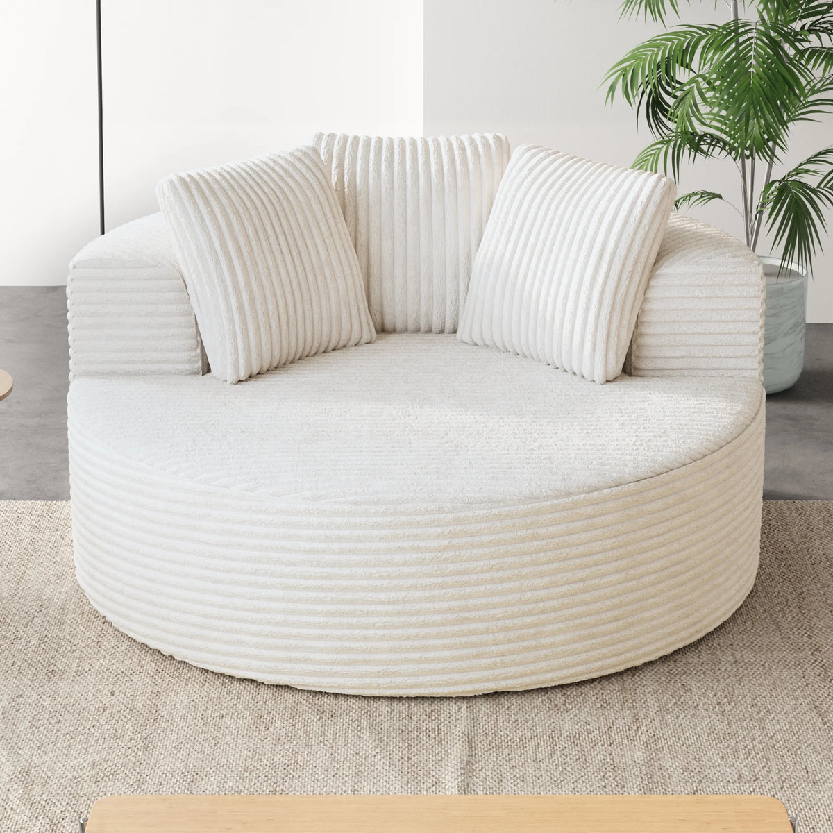 Sodrens Oversized Chaise Lounge Chair Indoor,Upholstered Sofa Bed with Throw Pillows and Armrests,Sleeper Chair for Living Room,Bedroom,Brown,Corduroy