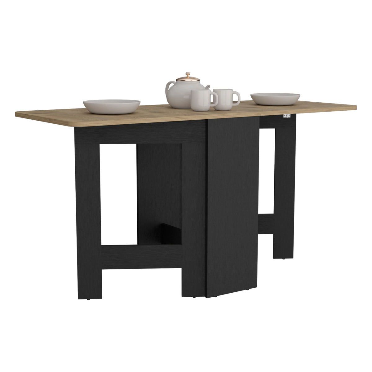 Gateleg Folding Table Space-Saving with Compact Design White / Macadamia