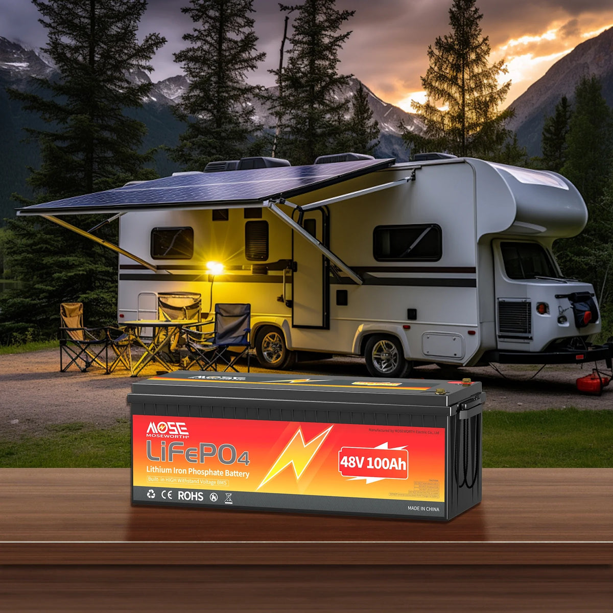48V 100Ah Golf Carts LiFePO4 Battery,200A BMS,MOSEWORTH Lithium Batteries  with Charger,for RV,Solar,Trolling Motor,Marine,15000+Deep Cycles,2C Rate Discharging