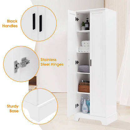 22'' Double Door Storage Cabinet with Adjustable Shelves, High Quality Bathroom Cabinet with  MDF Material, for Living room, Bathroom, Black