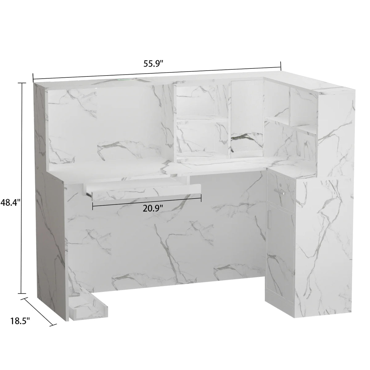 MONSLIPA L-Shape Wood Reception Desk with , Register Stand Reception Center Desk, White