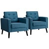 Costway Set of 2 Accent Armchairs Upholstered Single Sofa Chairs w/ 2-Side Pockets Beige