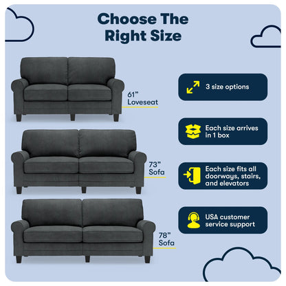Serta Copenhagen 78" Rolled Arm Sofa with Removable Covers Dark Brown