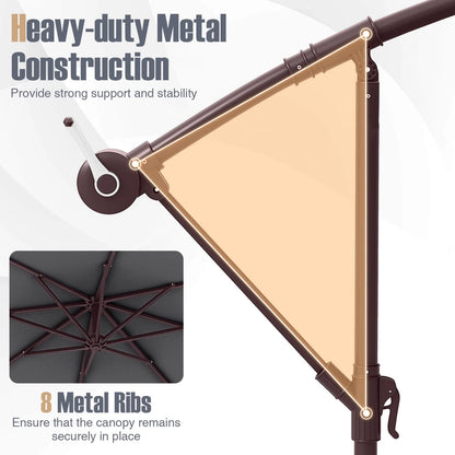 Costway 98.40" Navy Cantilever Patio Umbrella, Base-Included
