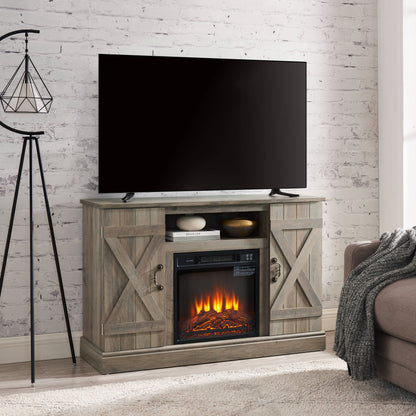 TV Stand with Fireplace, 58" Electric Fireplace Heater TV Stand for 65" TVs, Wood Fake Fireplace Heater, Dark Walnut Electric Fireplace Entertainment Center