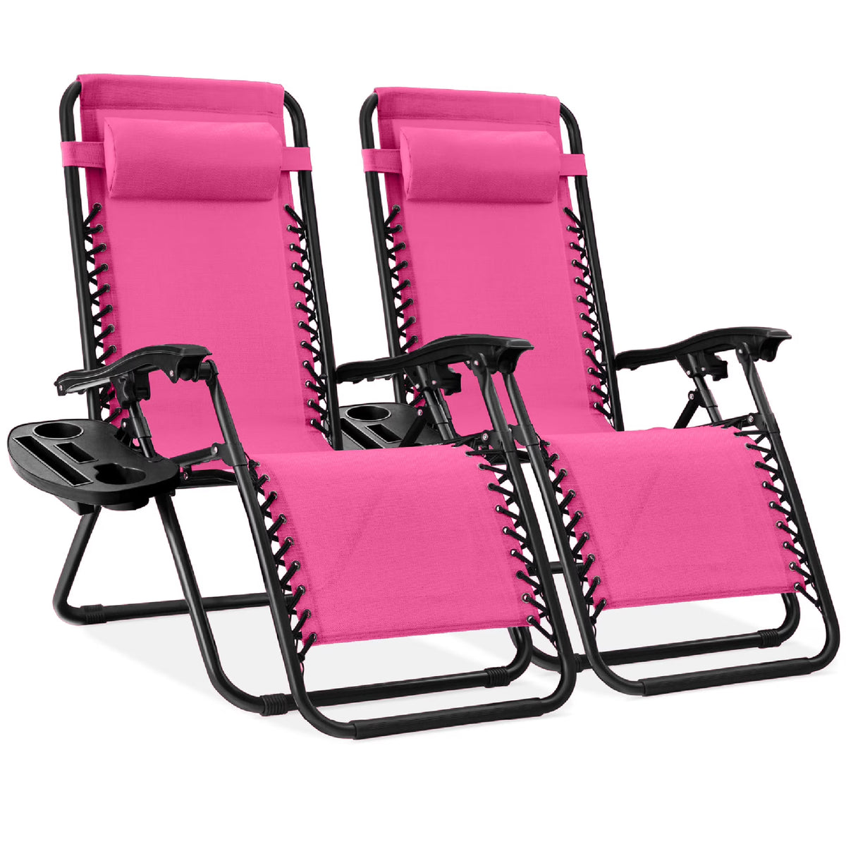 Best Choice Products Set of 2 Zero Gravity Lounge Chair Recliners for Patio, Pool w/ Cup Holder Tray - Gray