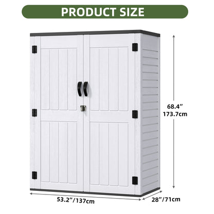 Uforic Outdoor Storage Shed, Vertical Lockable Tool Storage Resin Shed for Garden, Garage, Patio, No Shelves Included, Brown