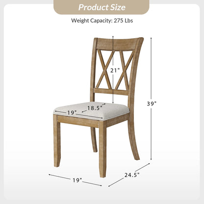 Farmhouse Solid Wood Dining Chairs Upholstered Armless Side Chairs Set of 4 Crossing High Backrest Living Room Kitchen
