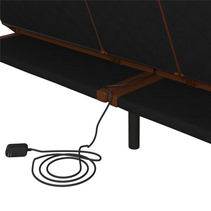 Mainstays Memory Foam 71.5" Futon with Cupholder and USB, Black Faux Leather