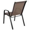 BizChair 5 Pack Black Outdoor Stack Chair with Flex Comfort Material and Metal Frame