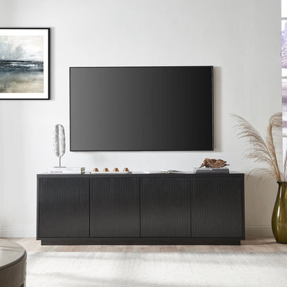 Evelyn&Zoe Hanson Rectangular TV Stand for TV's up to 75", Black Grain