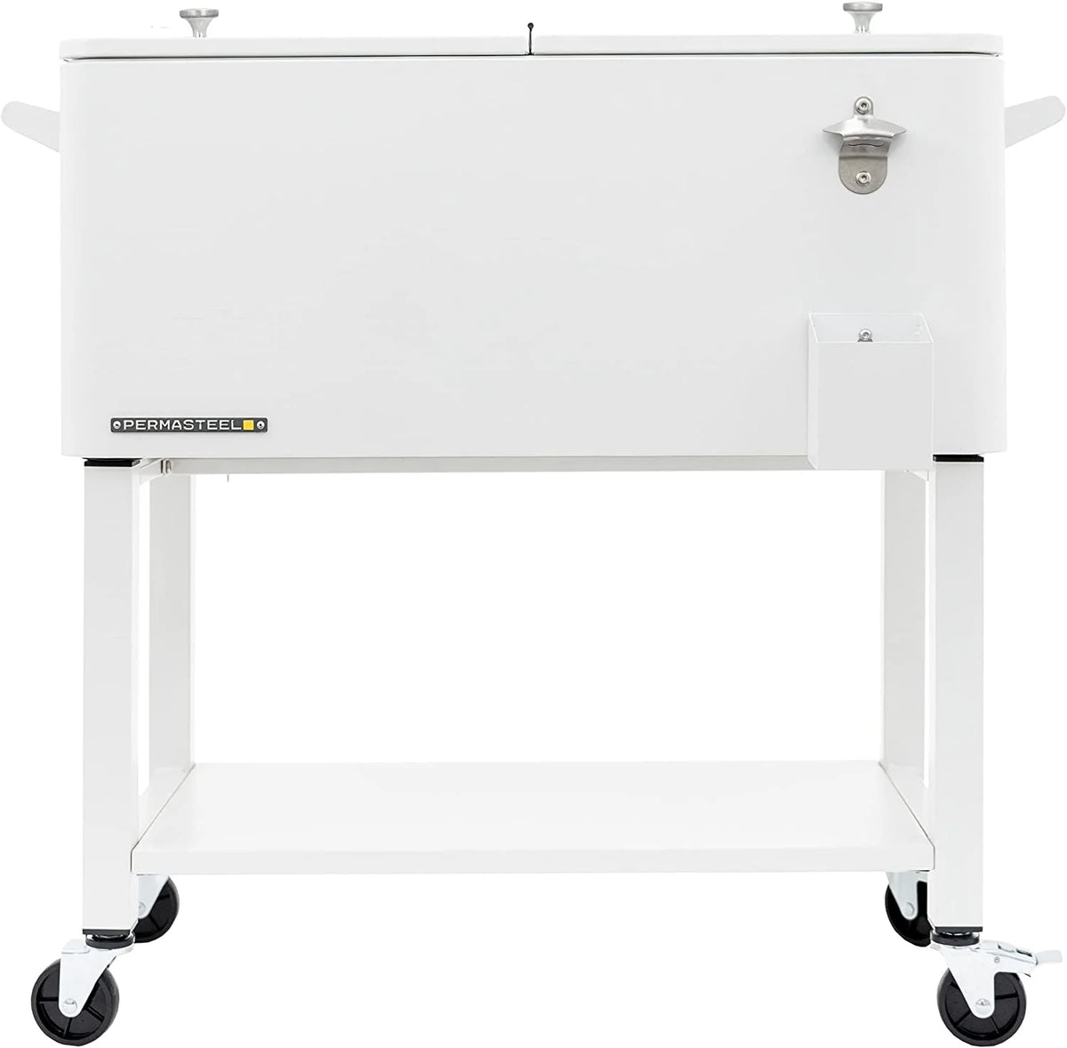 Permasteel 80-Qt Outdoor Steel Patio Cooler with Removable Basin, Rolling Cooler with Wheels, Teal Green