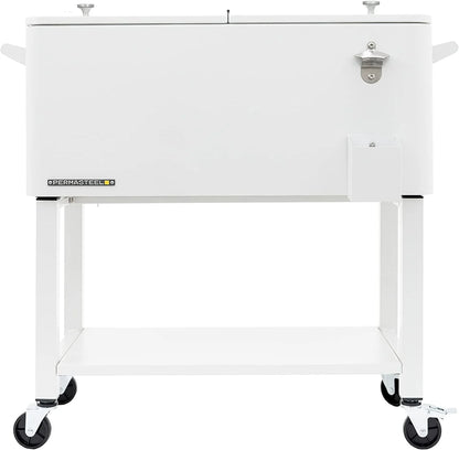 Permasteel 80-Qt Outdoor Steel Patio Cooler with Removable Basin, Rolling Cooler with Wheels, Teal Green