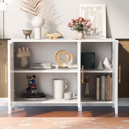 Black Accent Cabinet, Atumon Storage Cabinet Furniture, Modern Buffet Sideboard, Wooden Accent Cabinet with 3 Doors, Accent Storage Cabinet for Entryway Hallway Living Room, 48"L x 17.7"W x 31.9"H