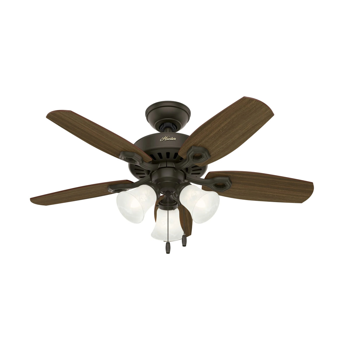 Hunter - Builder Indoor Ceiling Fan With Light, 42-inch, Snow White, Traditional-style, 3-speed WhisperWind Motor, 52105, for living rooms, bedrooms, home offices, kitchens