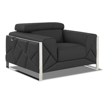 Titan Furnishings 18.5" Modern Genuine Italian Leather Chair in Black
