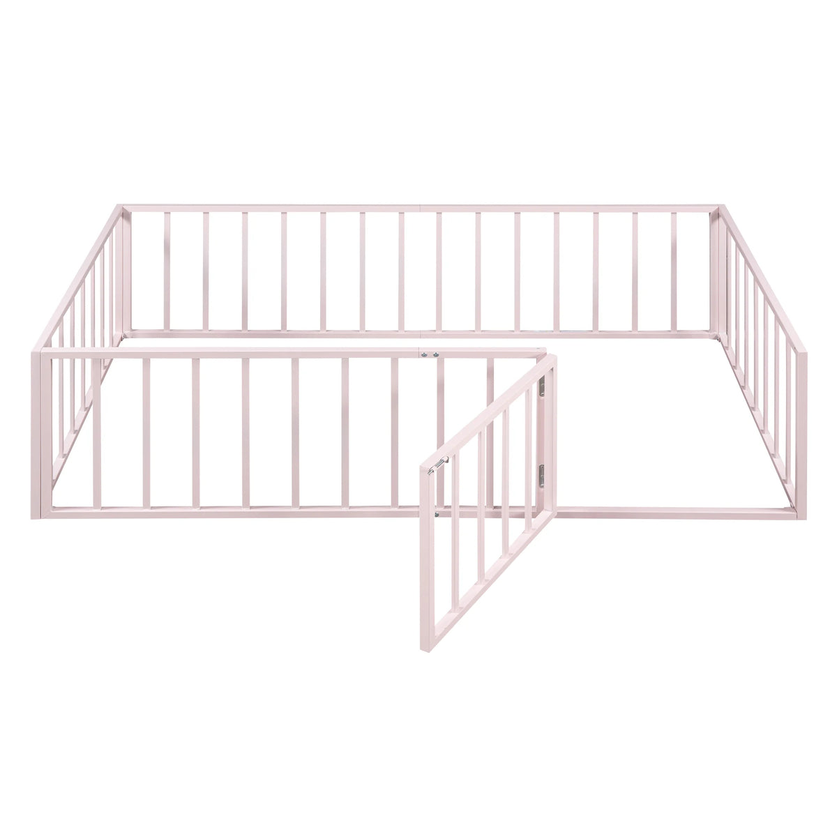 Bellemave Full Size Bed Frame, Full Montessori Bed with Safety Guardrails and Detachable Fence, Wood Full Daybed Frame, Low Profile & Rounded Corners Design, Natural