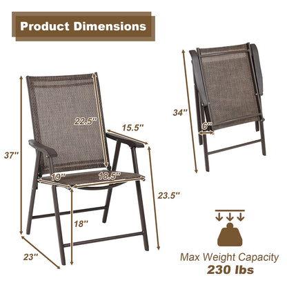 Aoodor Folding Patio Chairs for Indoor and Outdoor 4 Sets-Brown
